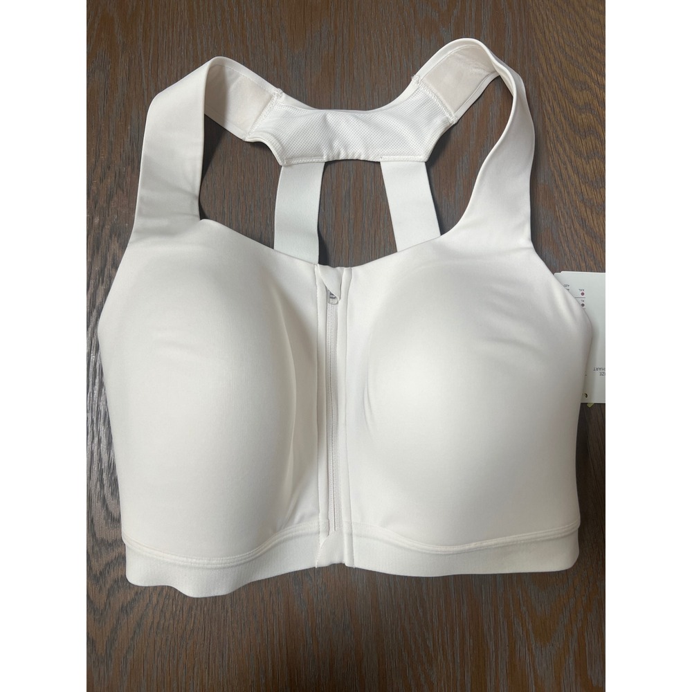 All in Motion High Support Front Zip Sports Bra Cream 38DD Adjustable Straps
